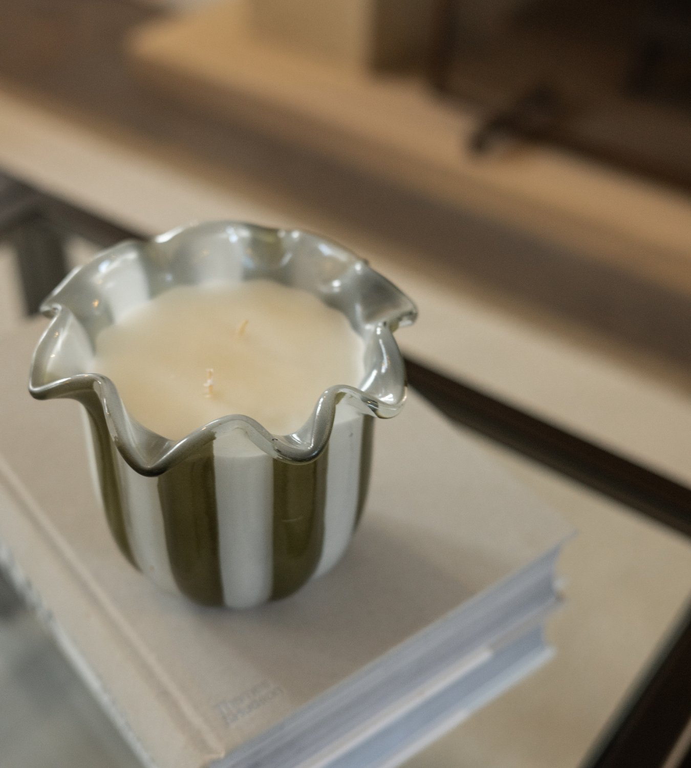 Tuberose Olive Stripe Candle