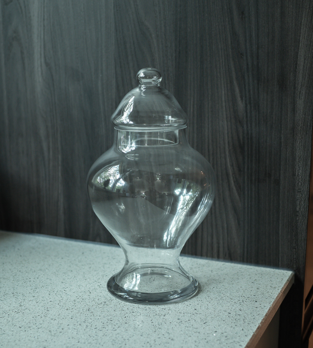Small Clear Glass Ginger Jar with Lid Chloe Jade Home