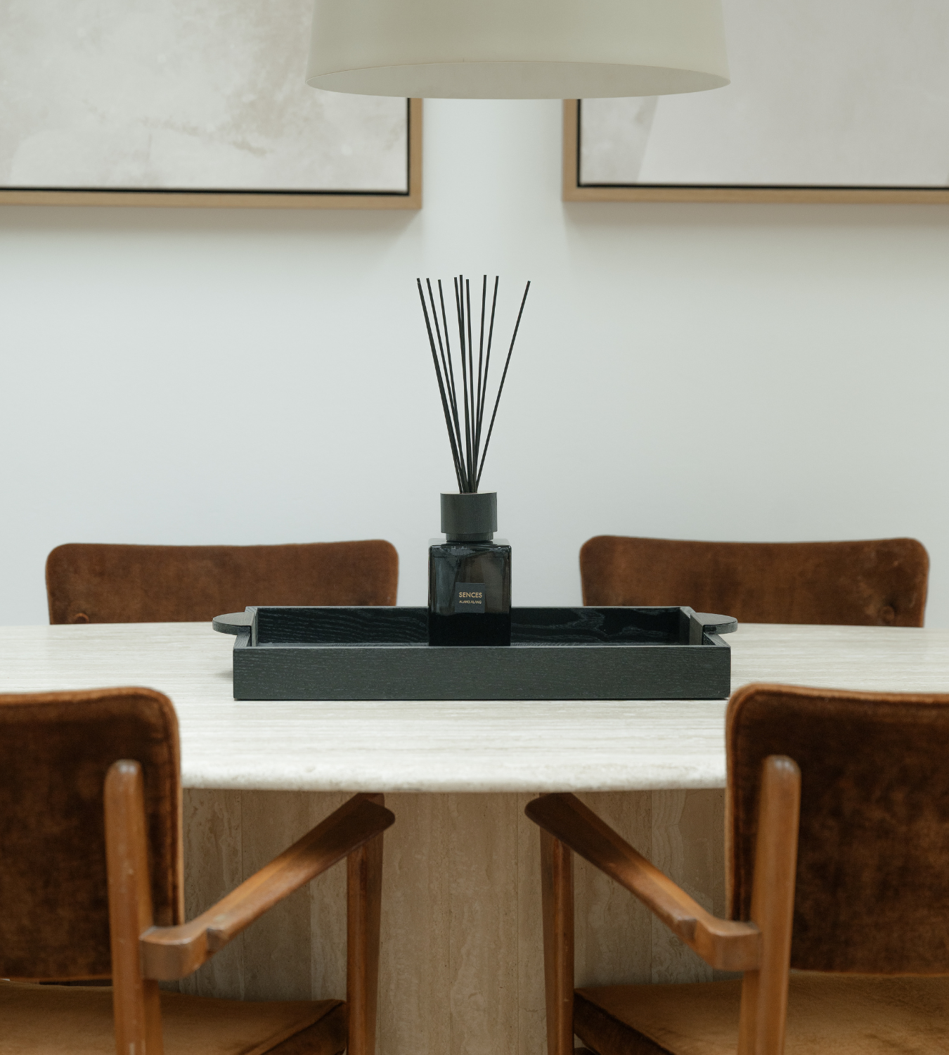 Black Wooden Tray with Gold Handle