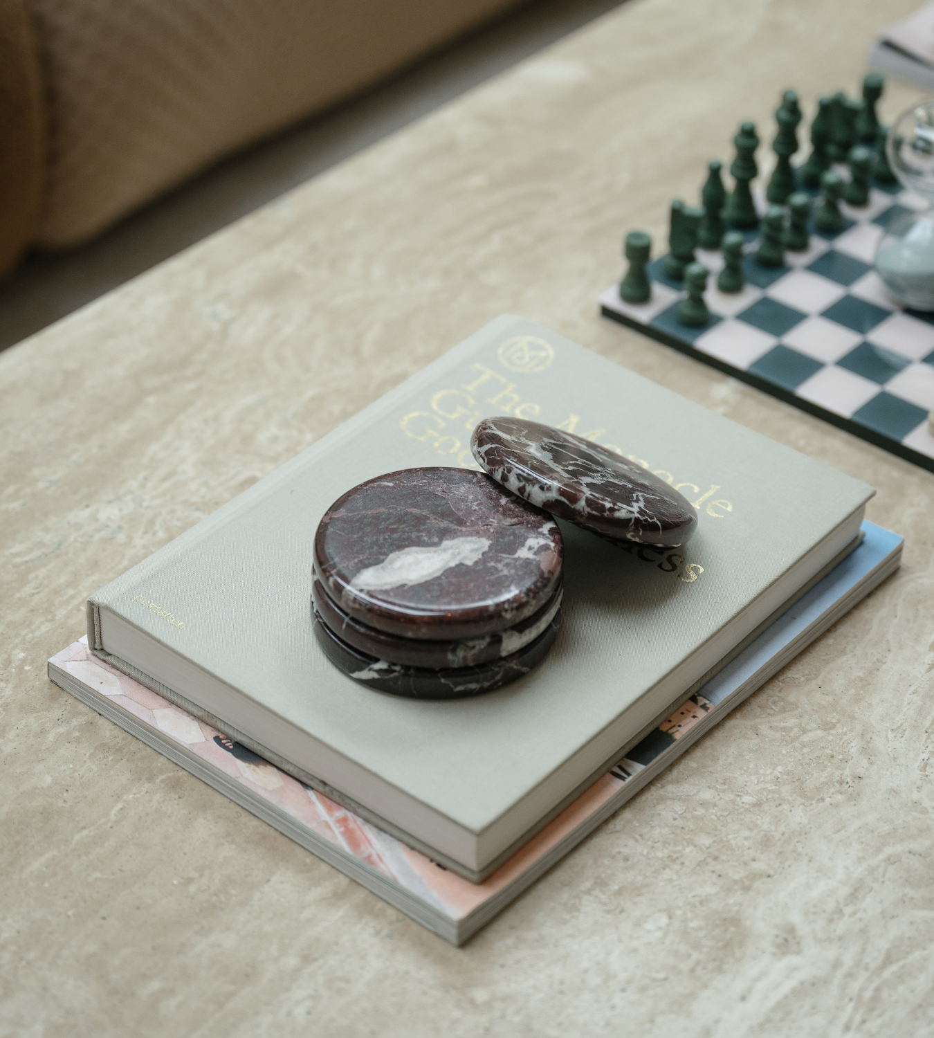 Set of 4 Red Marble Coasters