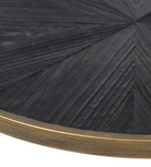 Round Glass Table with Wood Textured Shelf