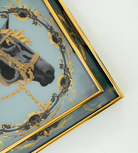 Set of 2 Antique Gold Horse Tray