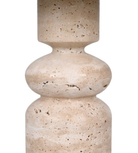 Carob Travertine Table Lamp with Linen Shade