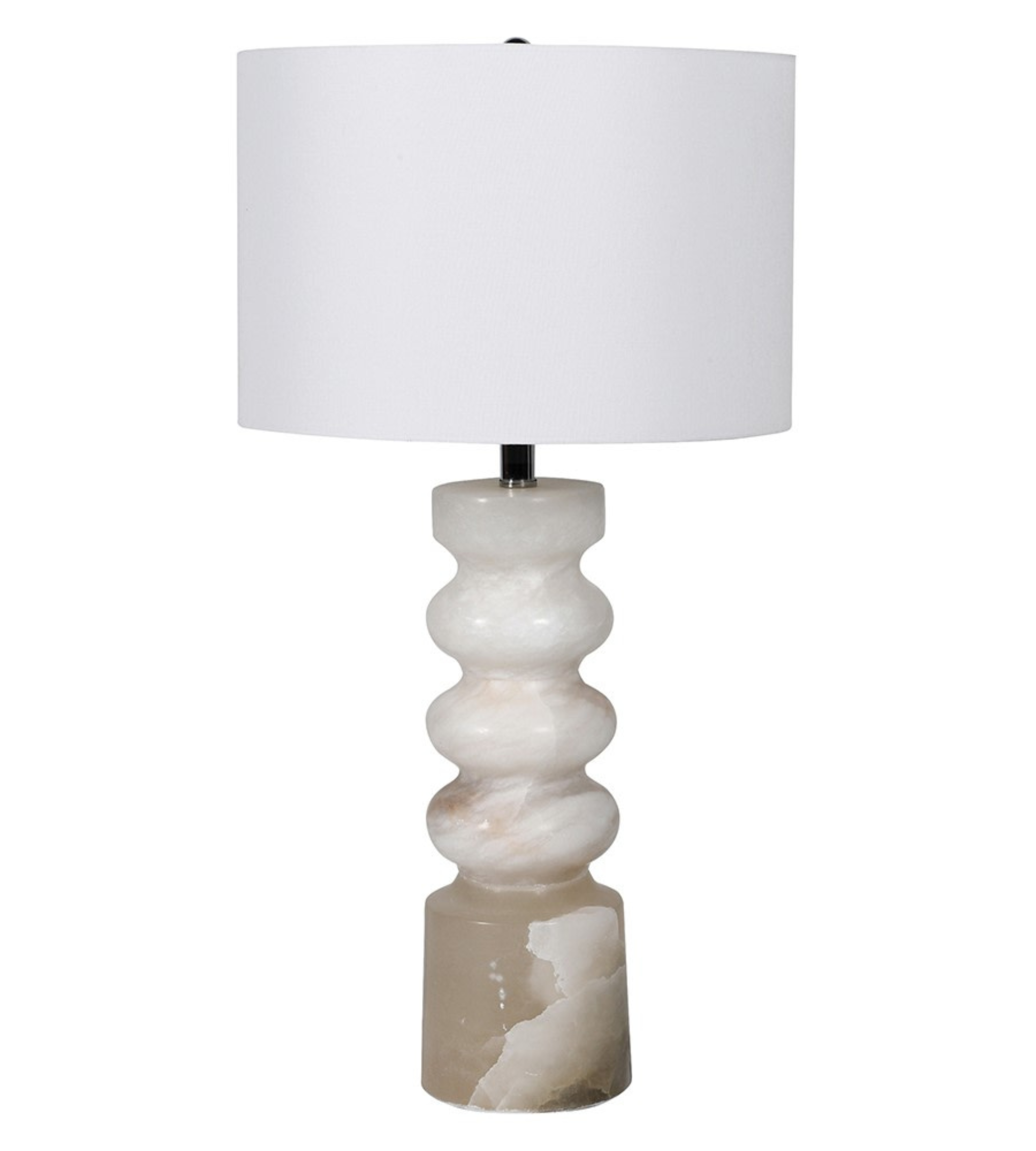 Tall Alabaster Table Lamp with Linen Shade