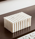 Isla Rectangular White Fluted Marble Box