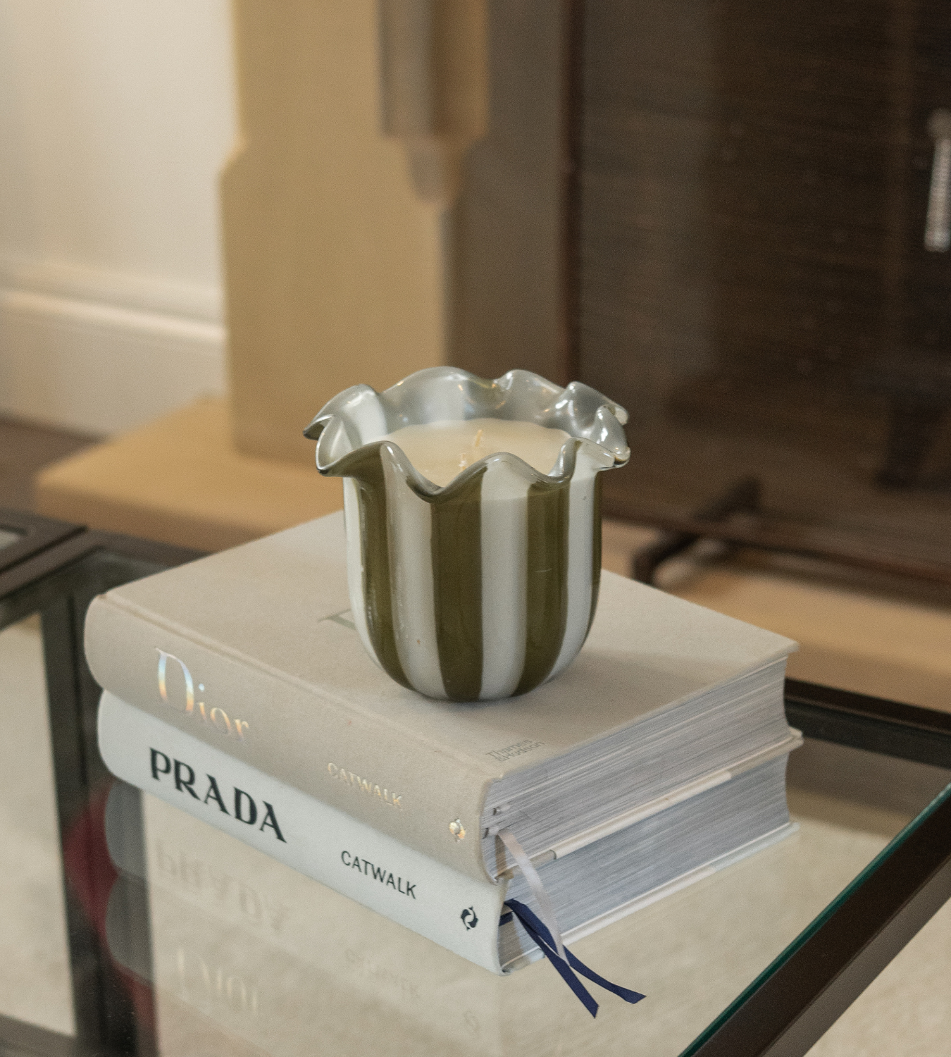 Tuberose Olive Stripe Candle