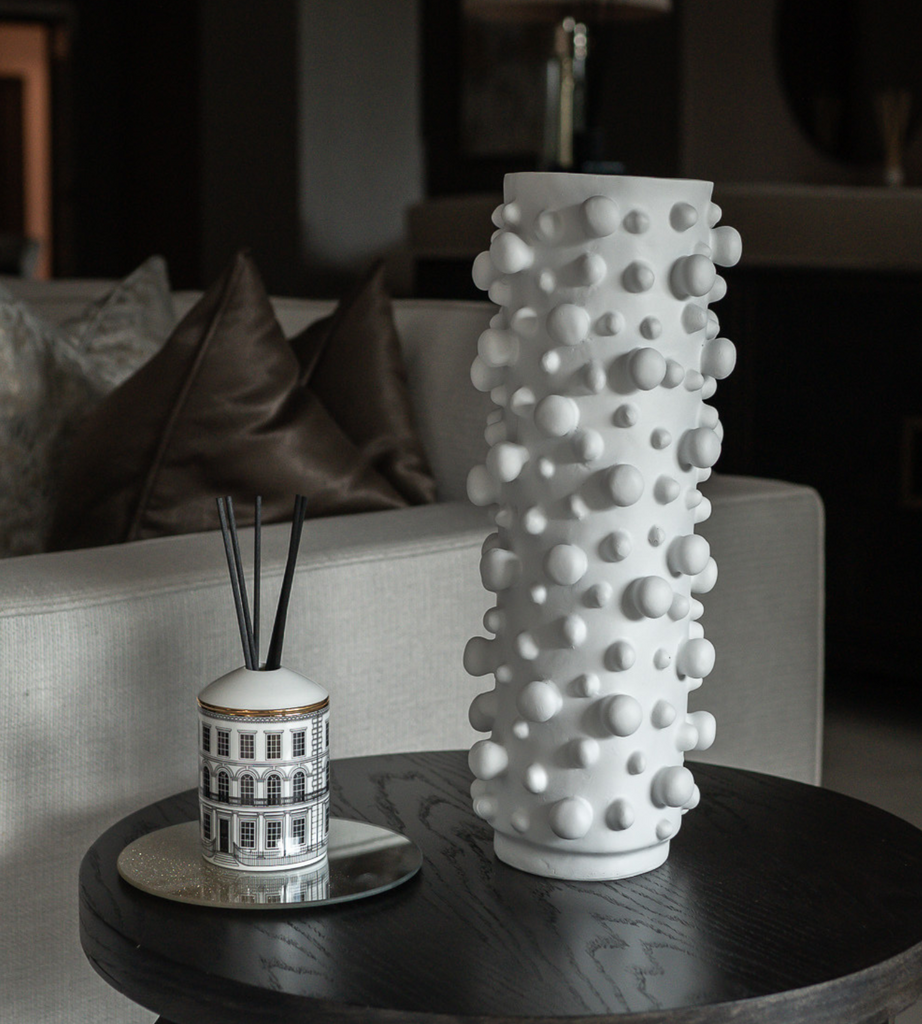 White Matte Bubble Cylinder Vase