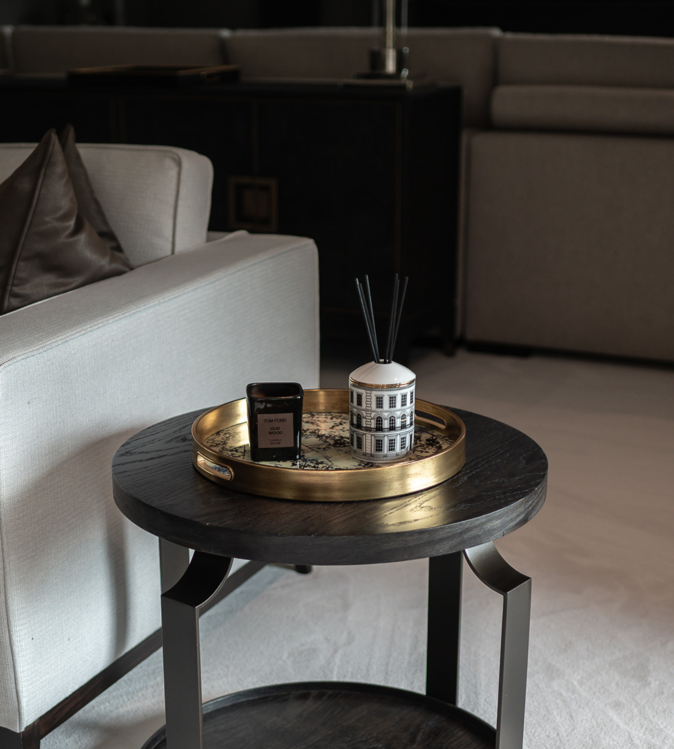 Round Gold and Blossom Effect Tray