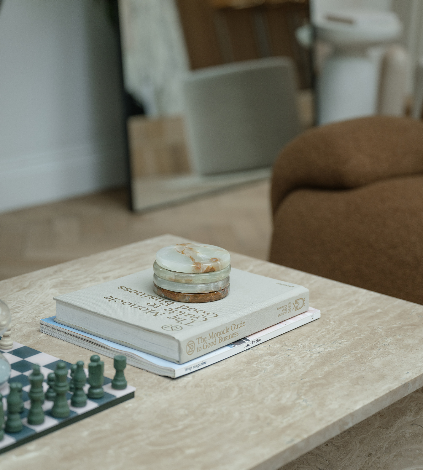 Set Of Four Onyx Marble Coasters