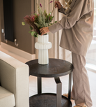 White Ceramic Ribbed Vase