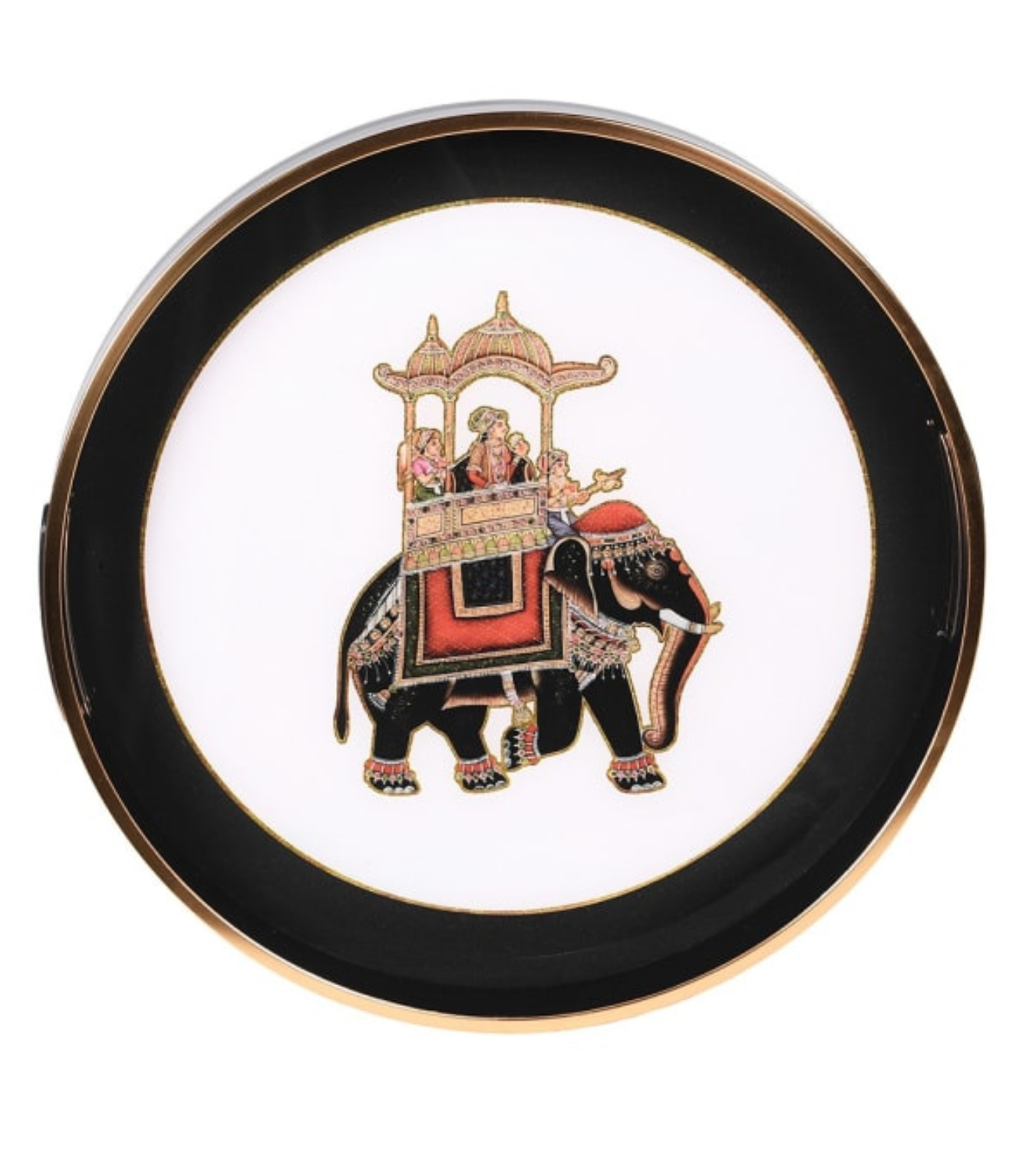 Dark Black & Gold Rimmed Elephant Tray