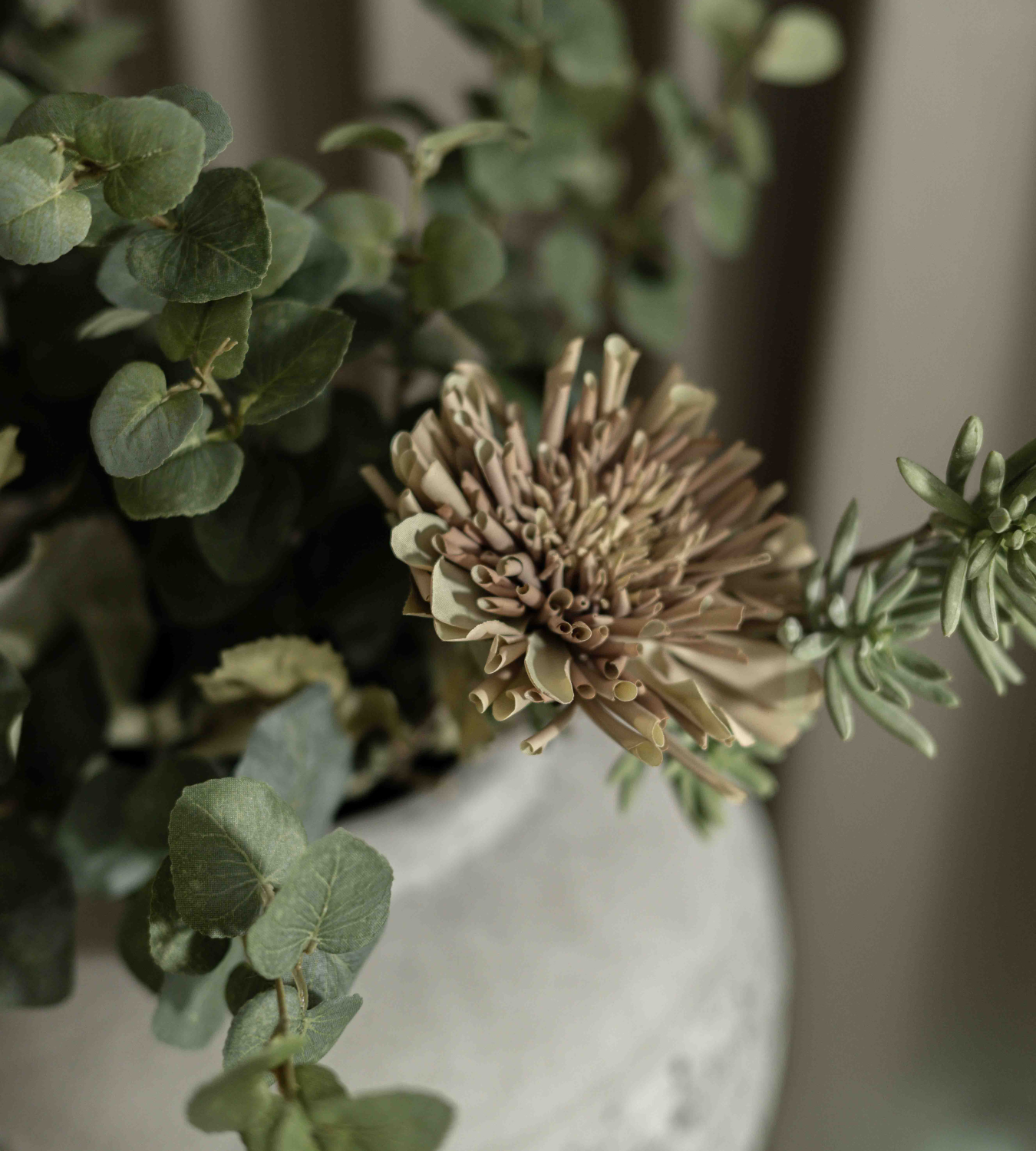 Large Round Distressed Stone Vase