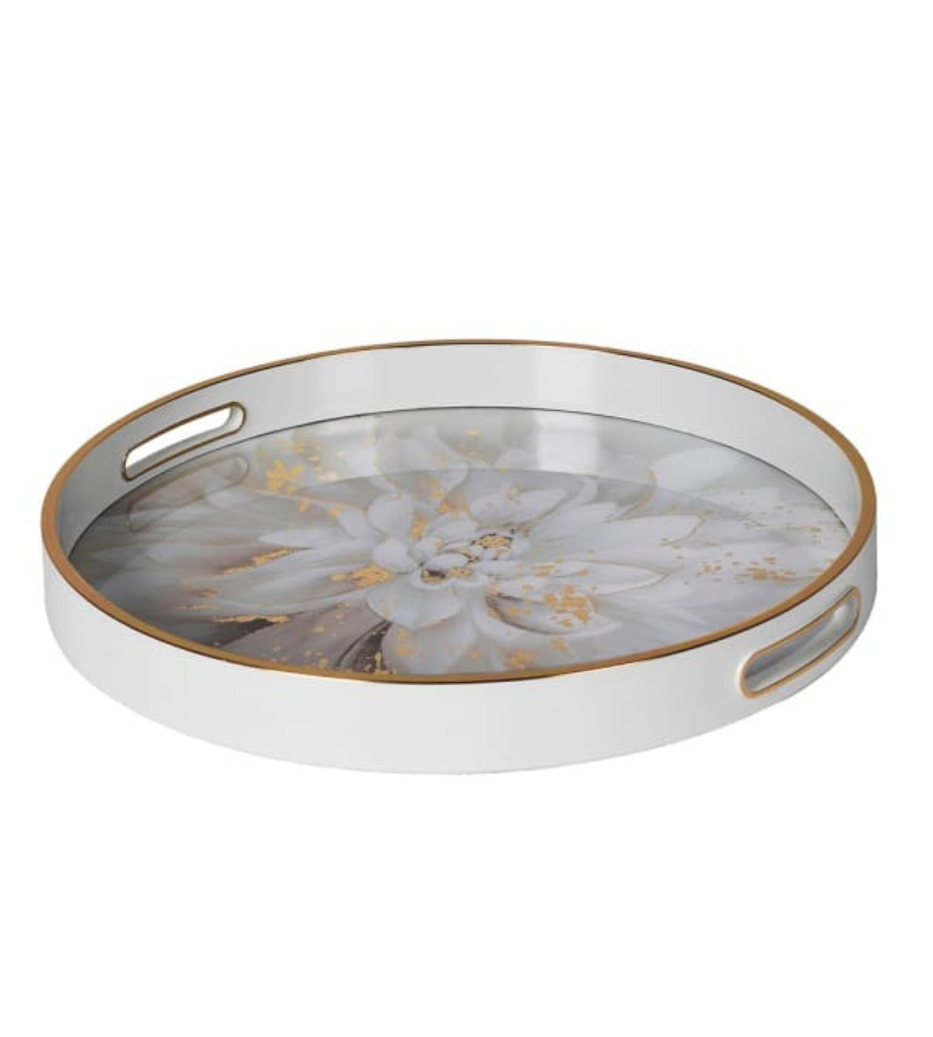 White and discount gold serving tray
