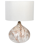 Brown and Blue Table Lamp with Linen Shade