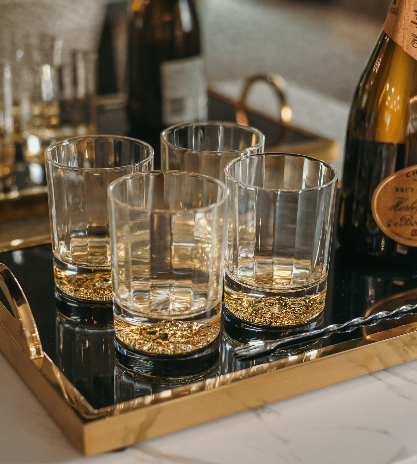Set of 4 Gold Lionhead Tumblers