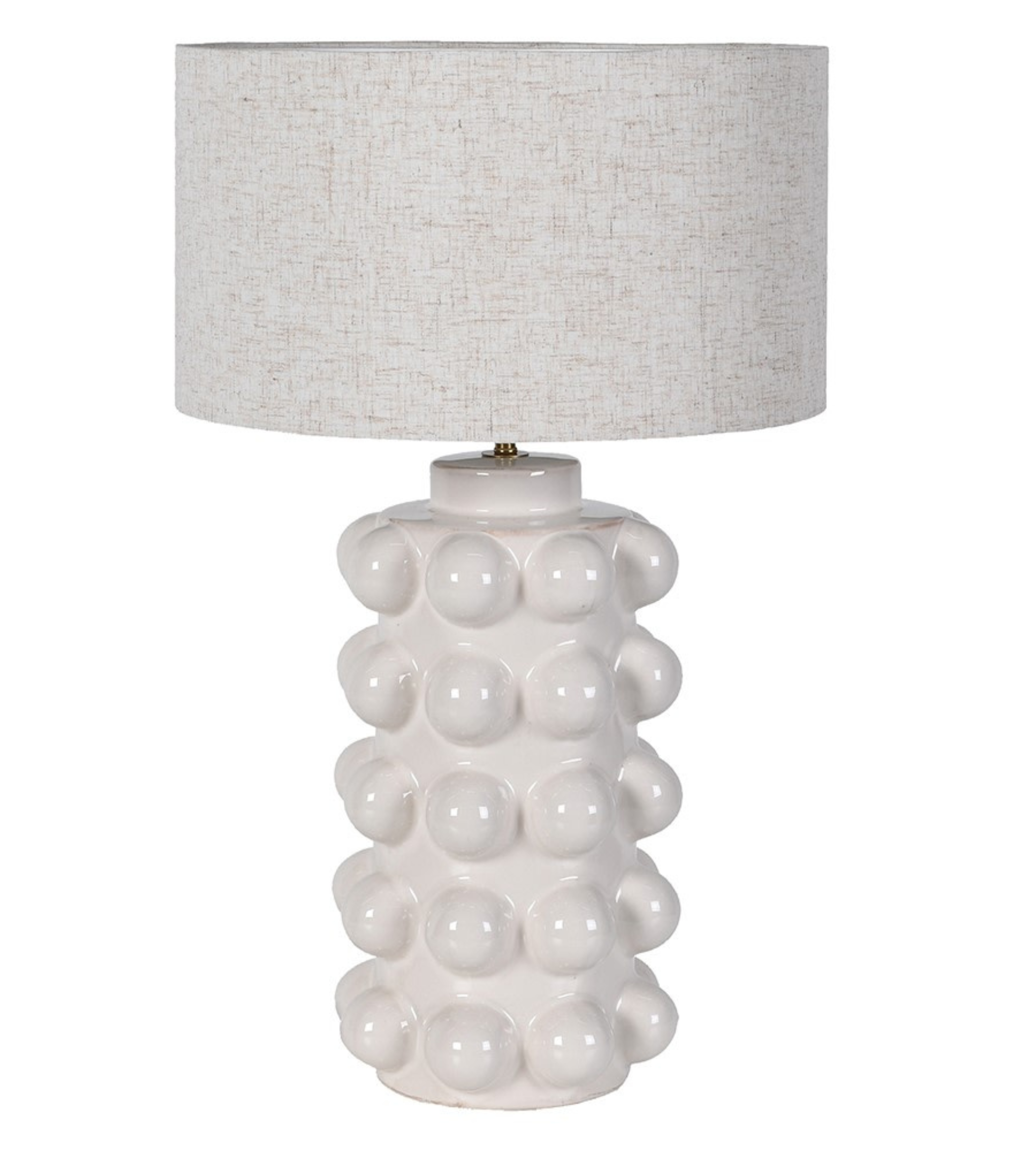 White Bobble Lamp with Linen Shade