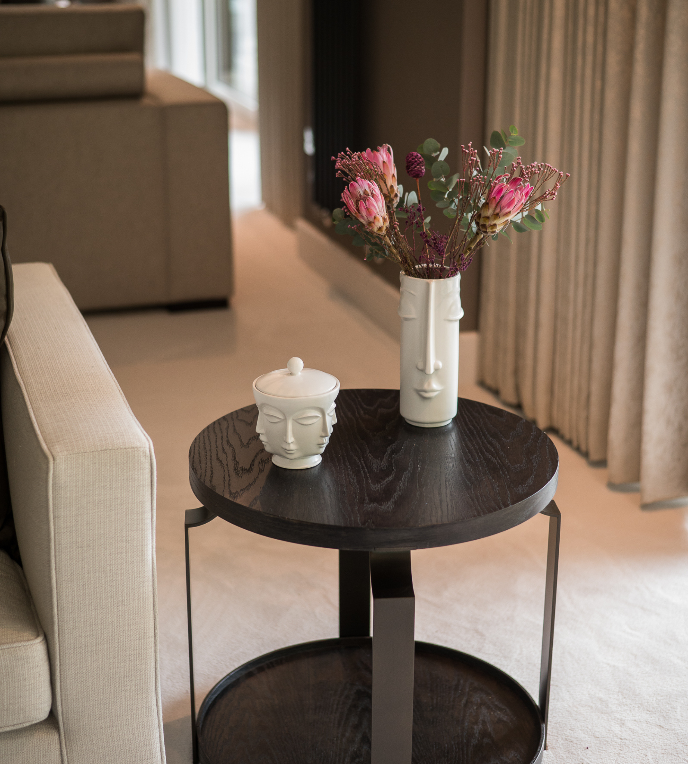 White Face Vase with Hair