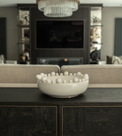 White Ceramic Bobble Edged Bowl