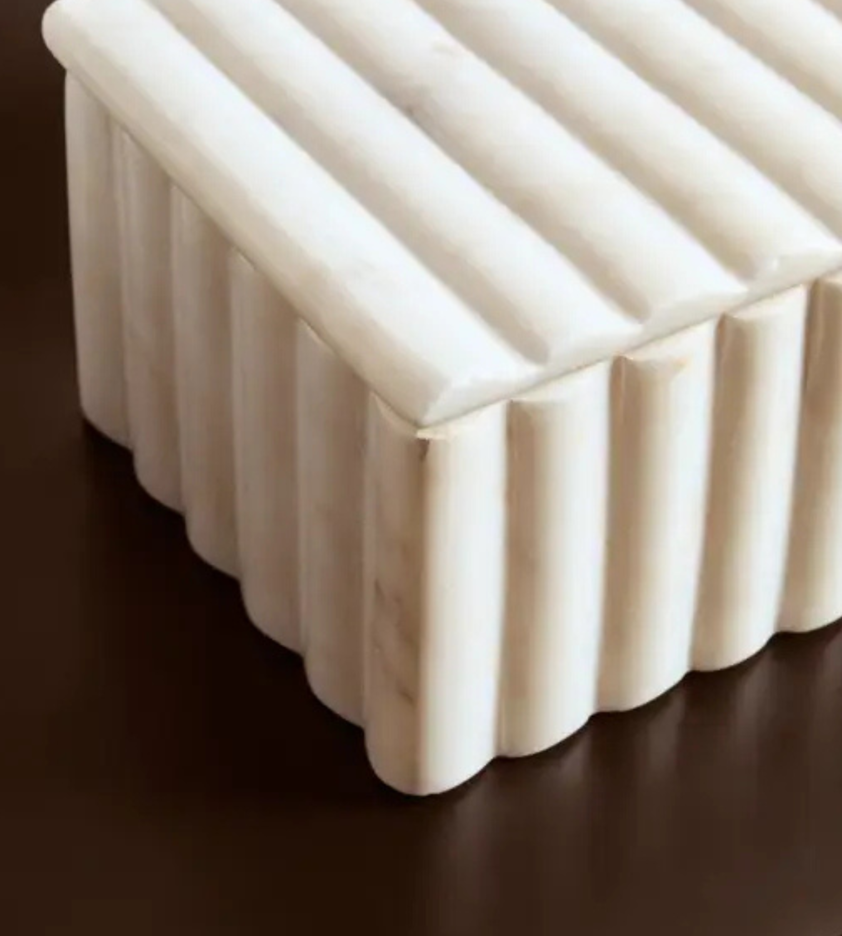 Isla Rectangular White Fluted Marble Box