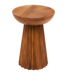 Natural Mango Wood Carved Ridge Side Table