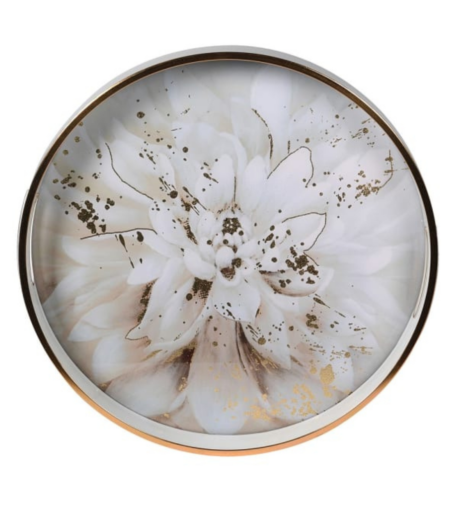 Gold & White Speckled Floral Tray