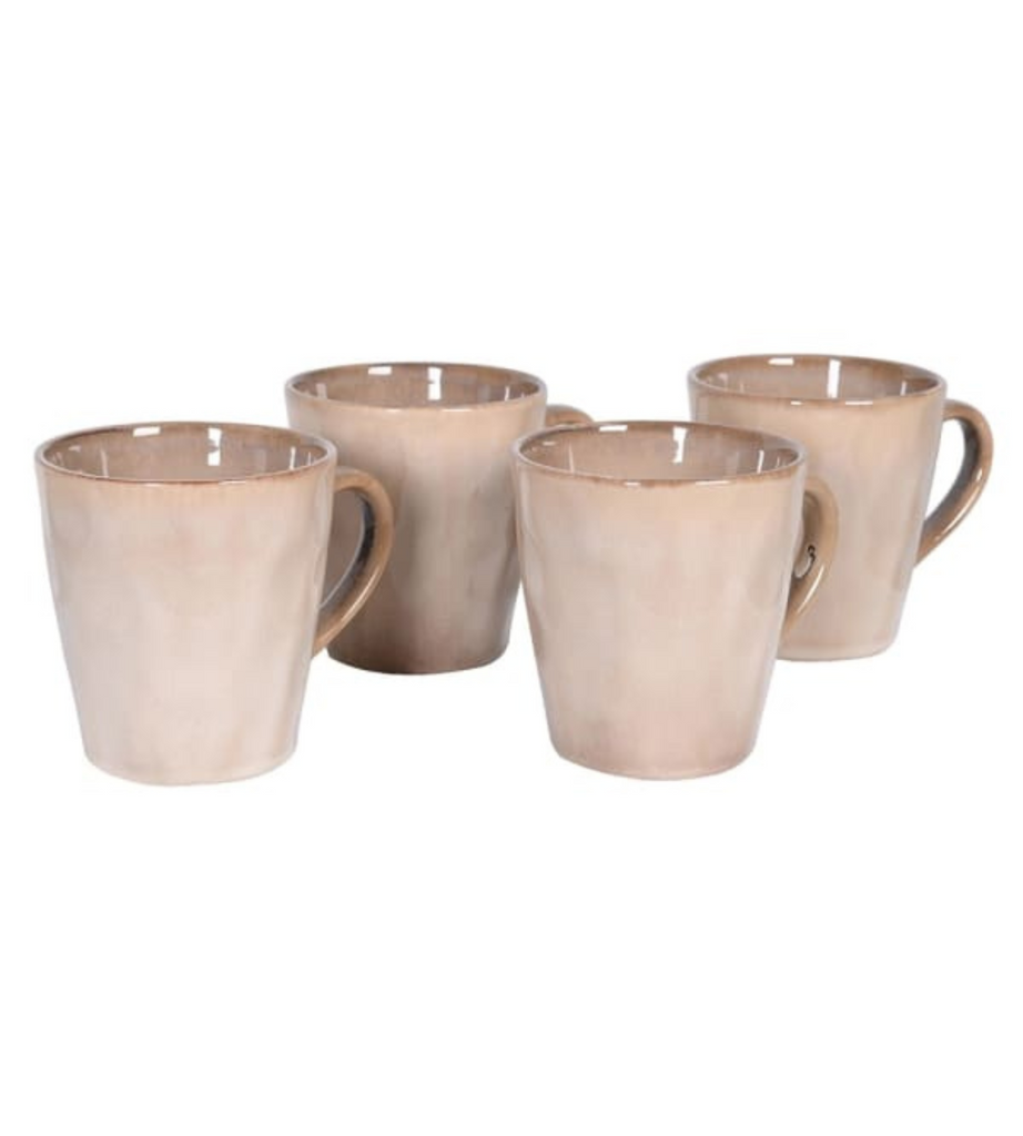 Set of 4 Taupe Organic Ceramic Mugs