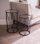 Set of 2 Mirror Top Side Tables