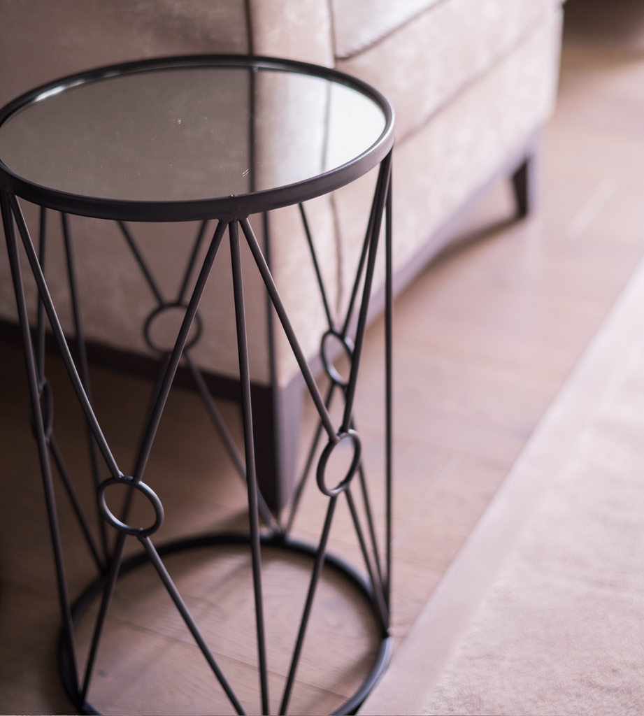 Set of 2 Mirror Top Side Tables