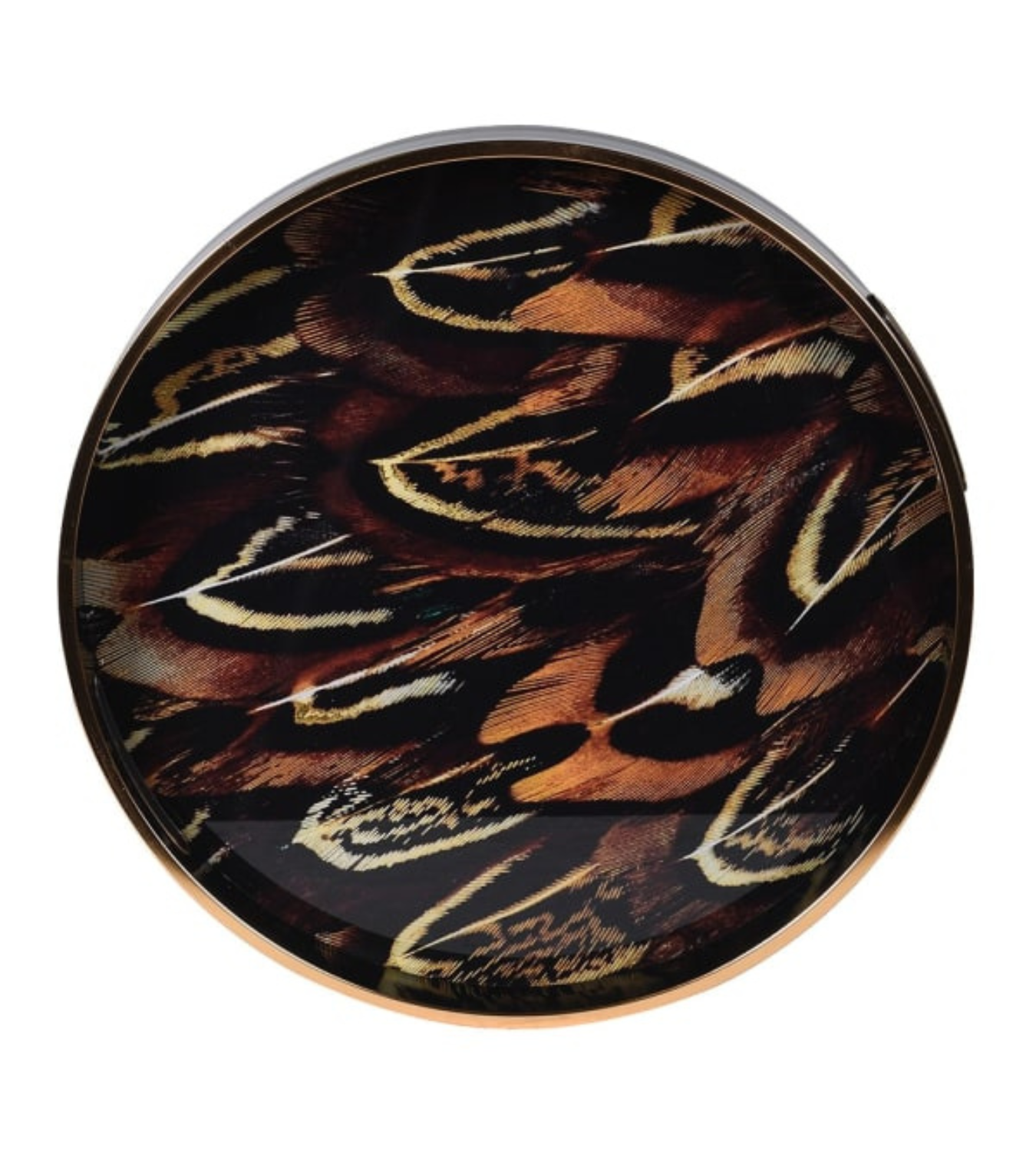 Round Autumnal Dark Feathers Tray