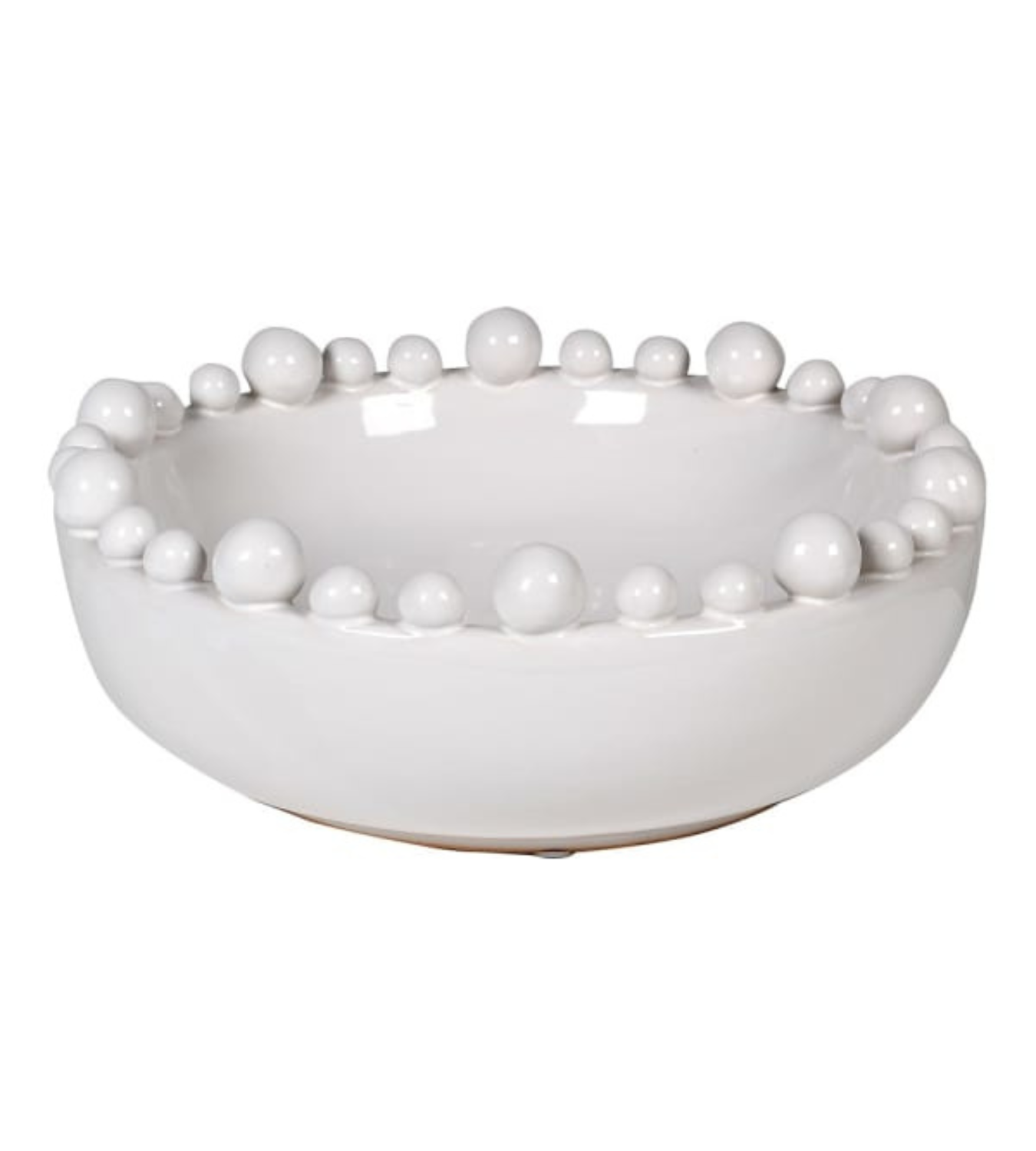 White Ceramic Bobble Edged Bowl