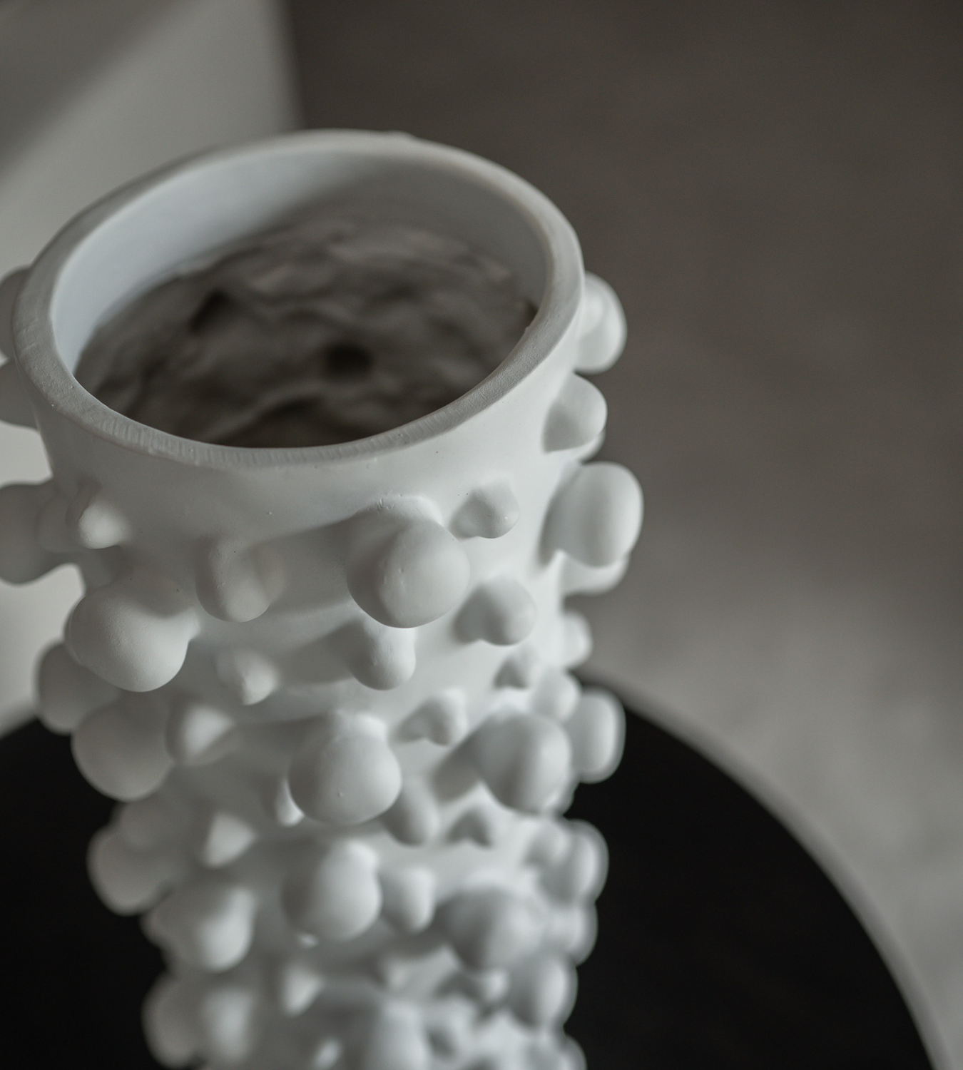 White Matte Bubble Cylinder Vase