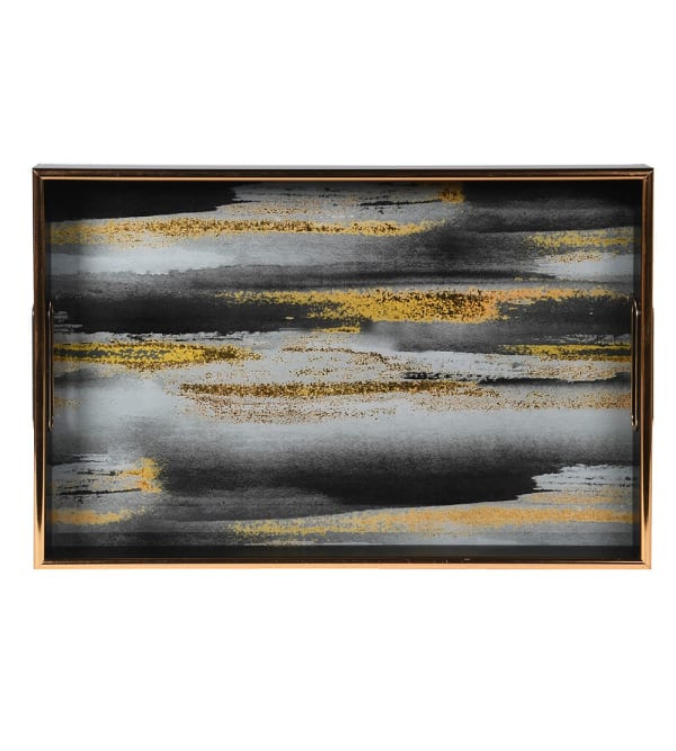 Abstract Gold and Black Decorative Tray