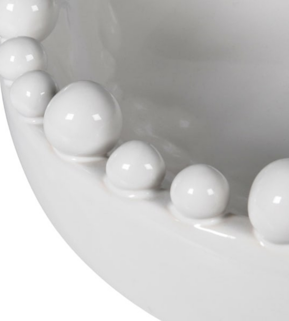 White Ceramic Bobble Edged Bowl