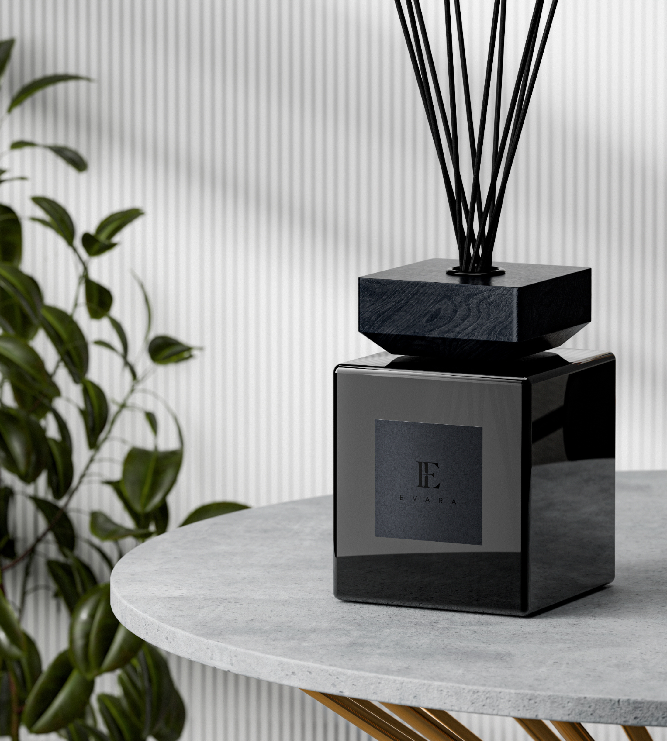 Evara Fresh Fig Solid Black Reed Diffuser Set - 1000ml