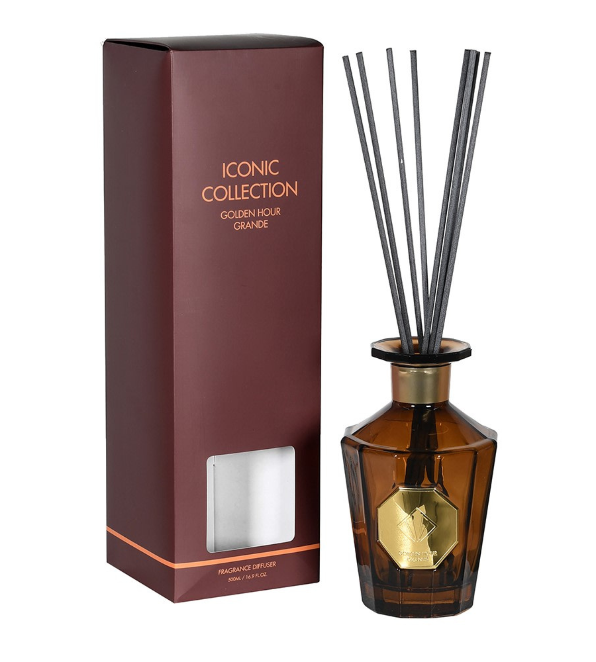 Golden Hour Iconic Large Reed Diffuser 500ml - Leather & Woody Scent ...