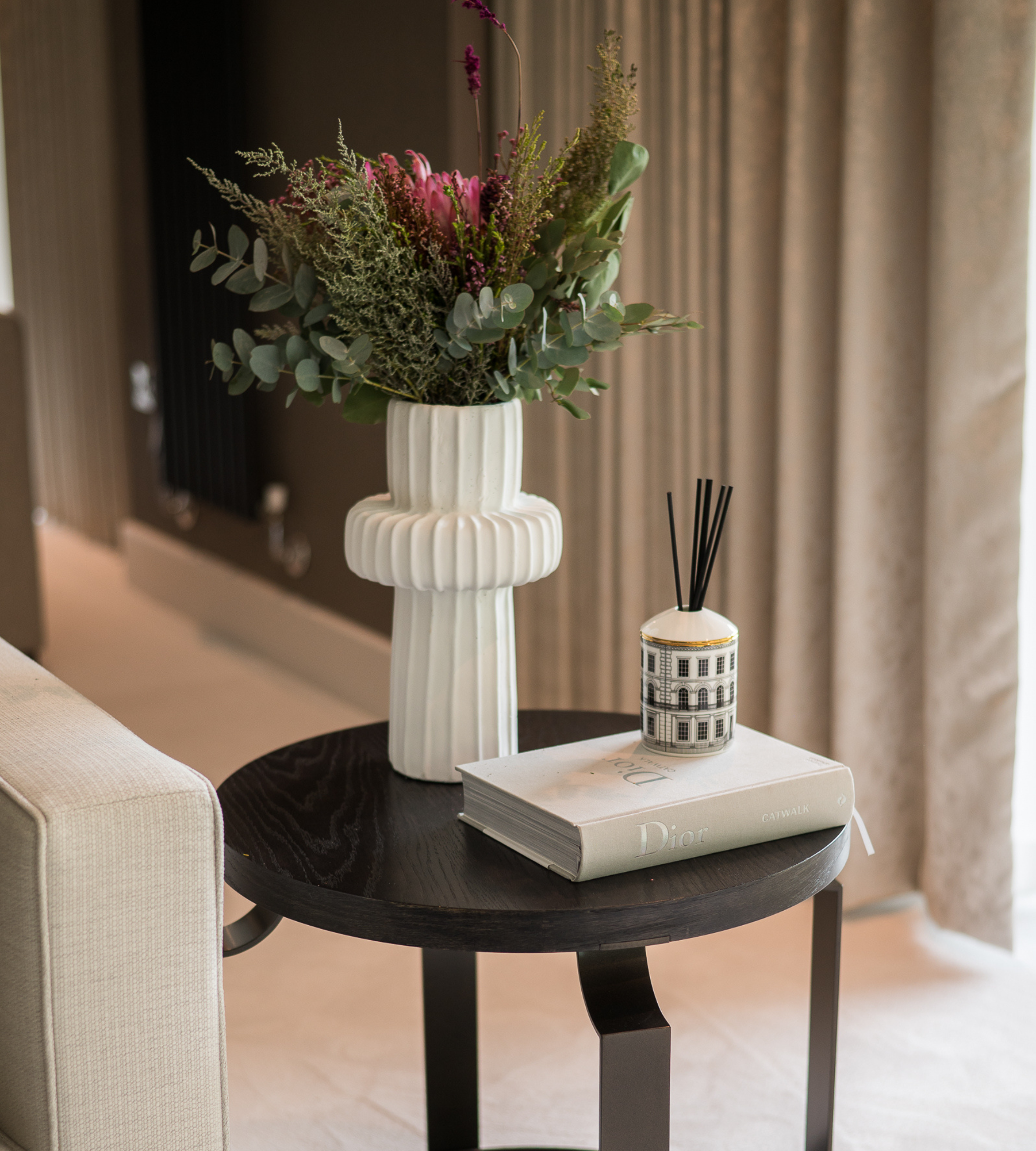 White Ceramic Ribbed Vase