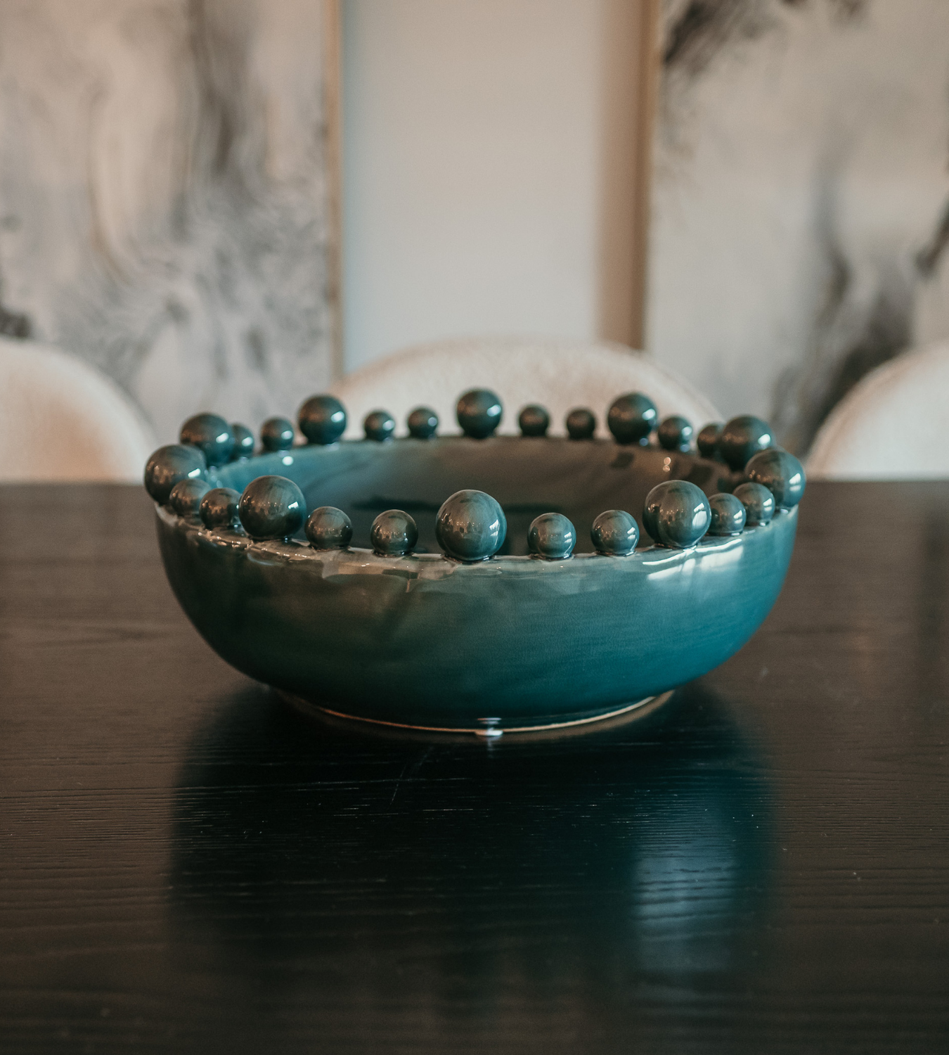 Teal Green Bobble Edged Ceramic Bow