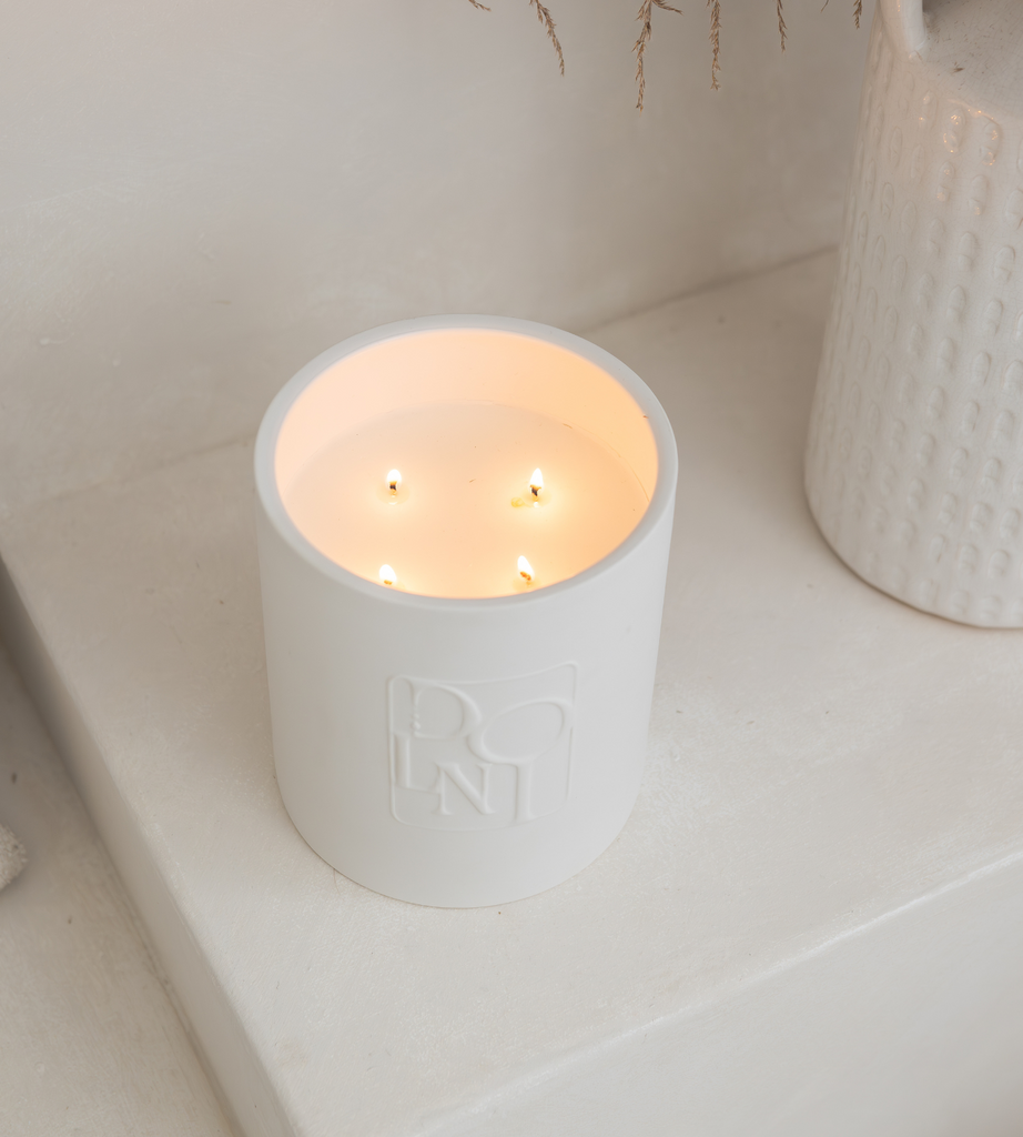 Dolni White Ceramic 2200g Amber & Patchouli Candle