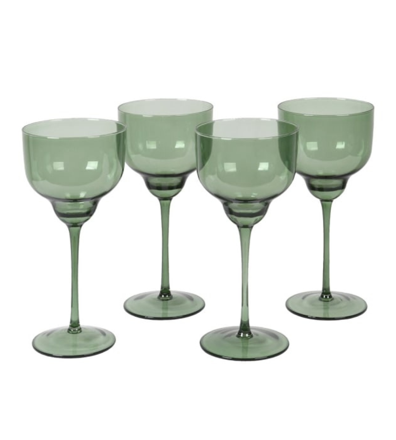 Set of 4 Olive Green Wine Glasses