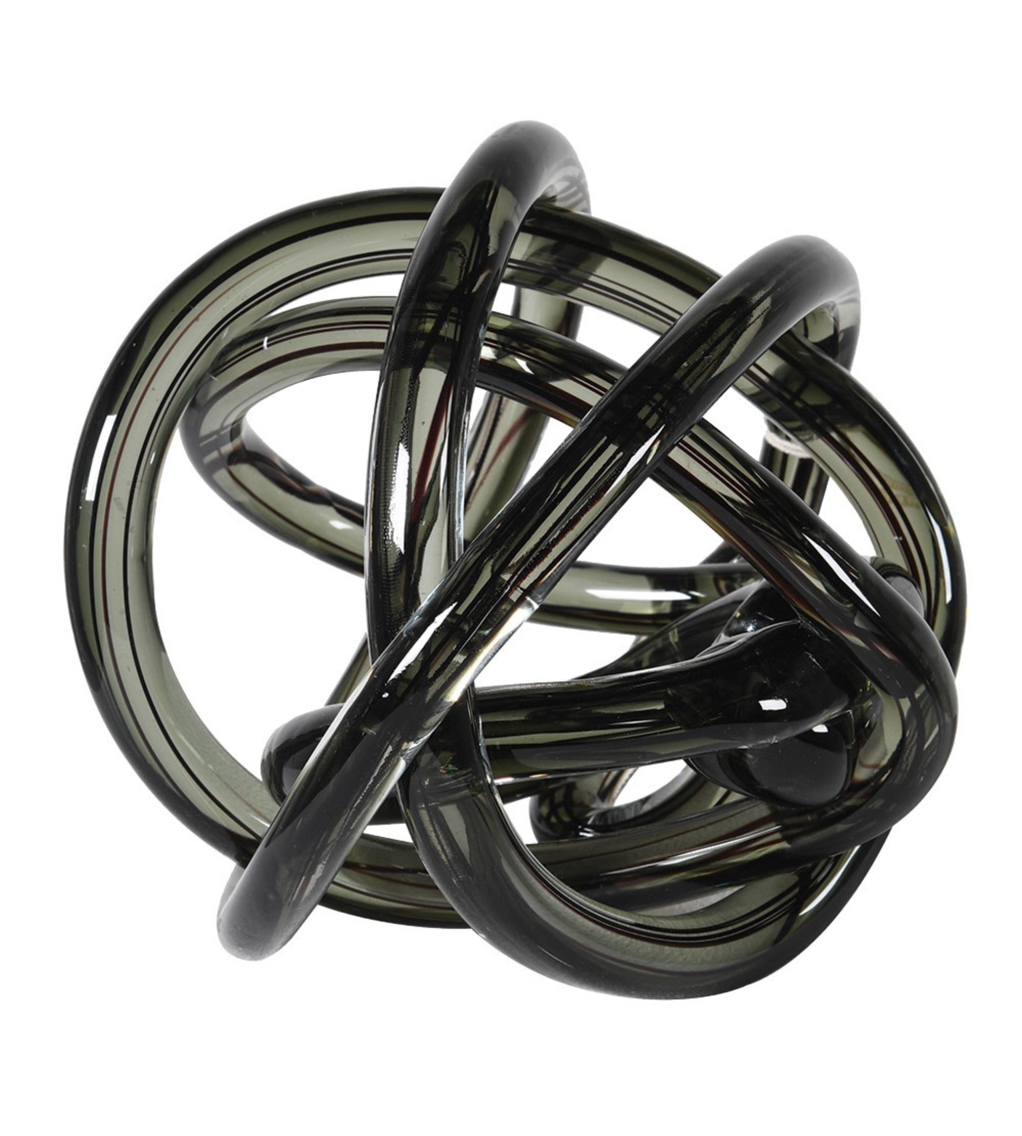 Hand Blown Grey Stripe Glass Knot Ornament