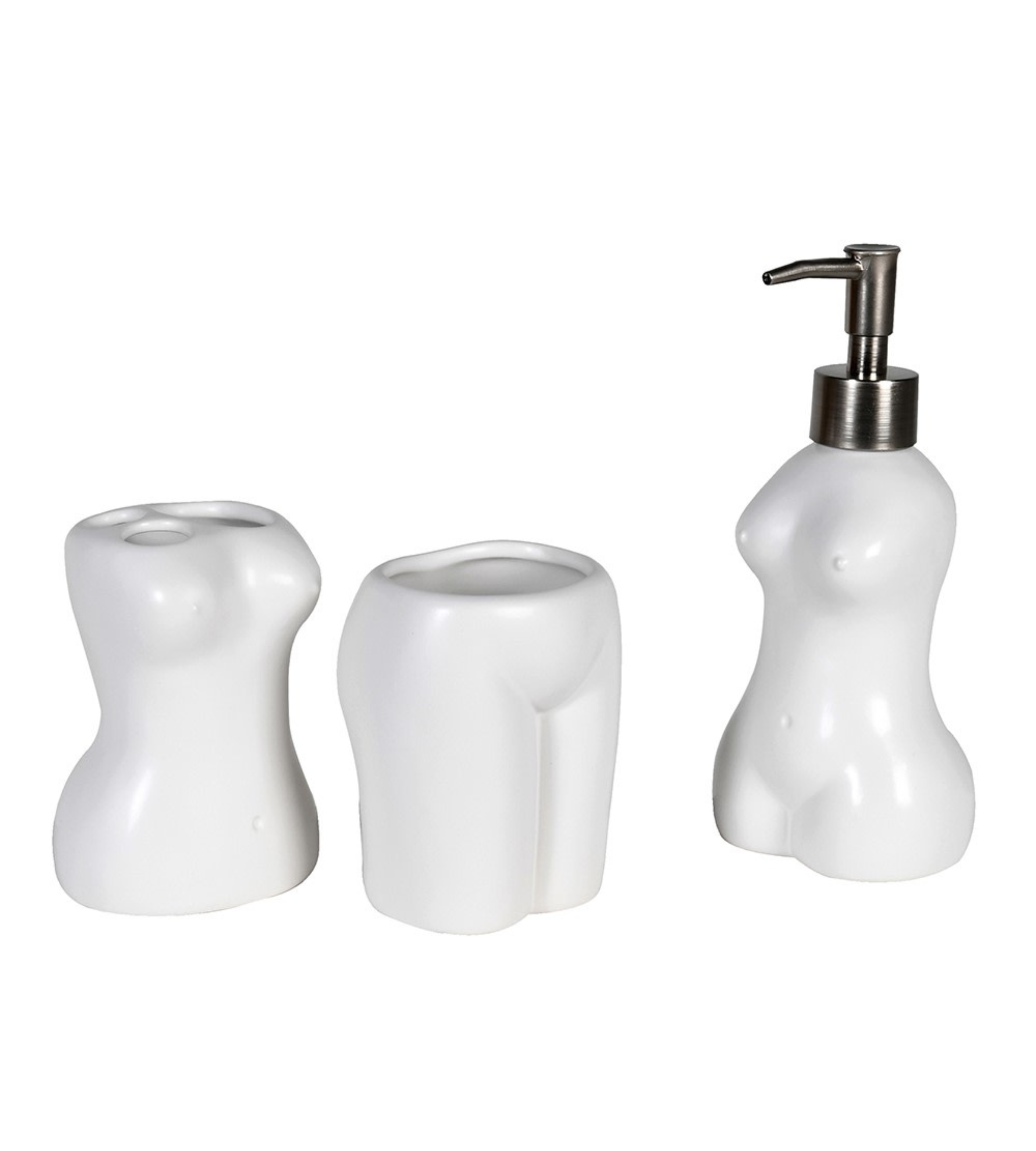 Set of 3 White Body Bathroom Accessories