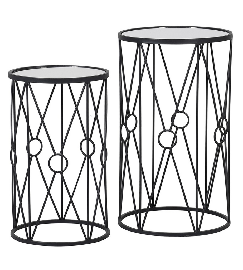 Set of 2 Mirror Top Side Tables