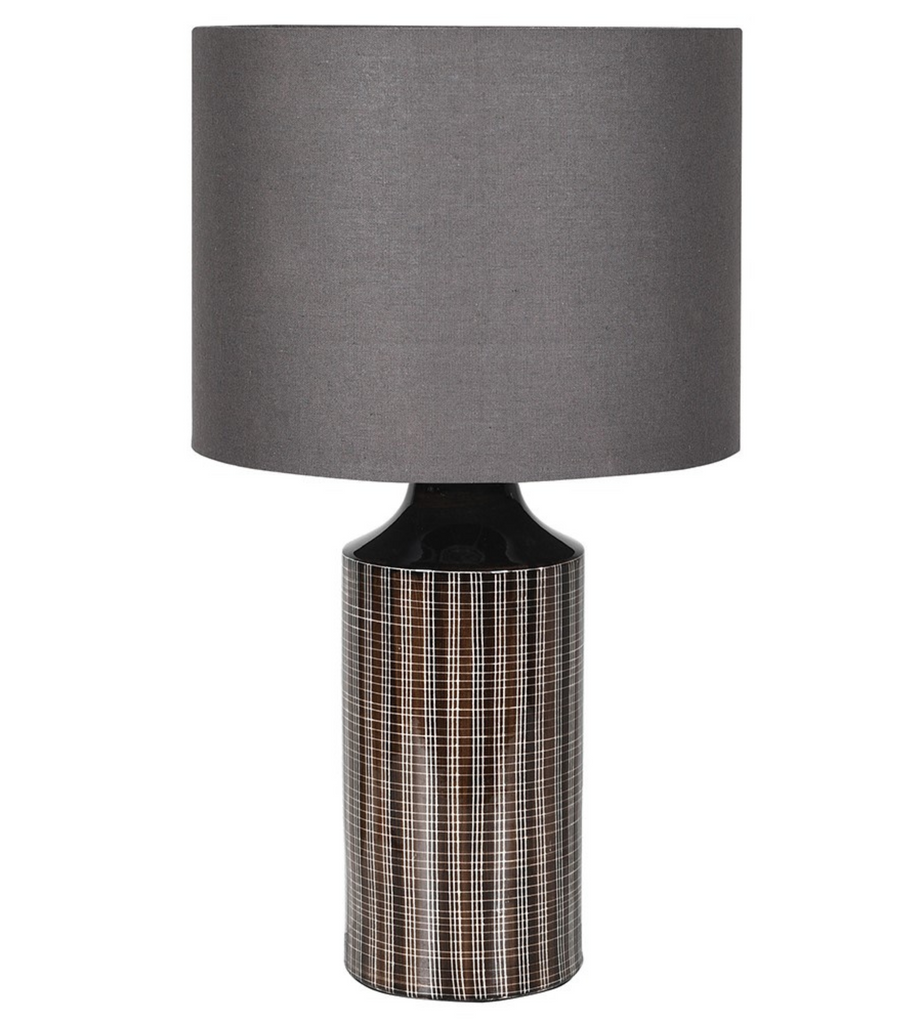 Black Squares Lamp with Linen Shade