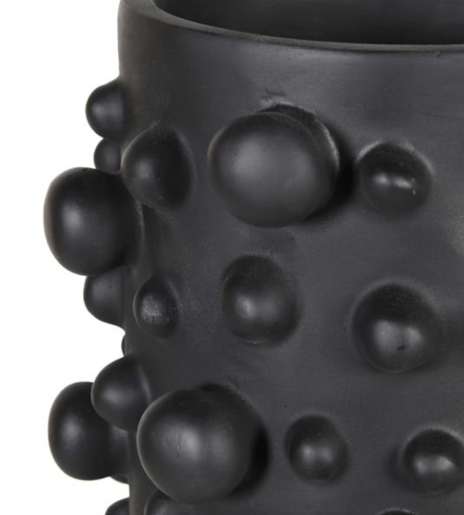 Black Matte Bubble Cylinder Vase