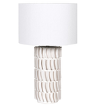 White Tiled Table Lamp with Linen Shade