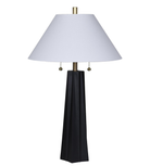 Black Pillar Table Lamp with Linen Shade