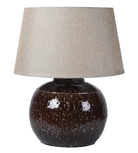 Pecan Glazed Table Lamp with Linen Shade