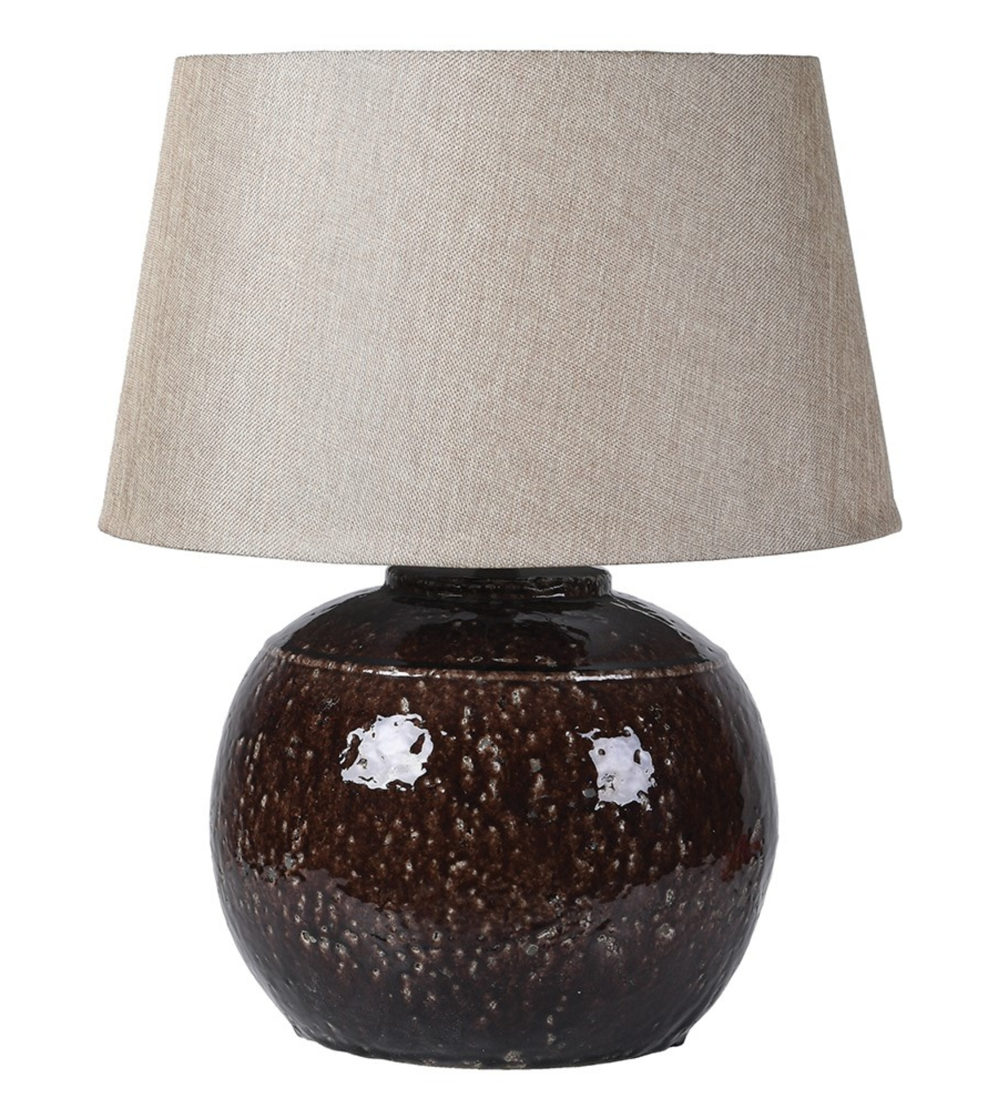 Pecan Glazed Table Lamp with Linen Shade