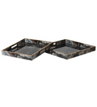 Set of 2 Marble Effect Square Trays