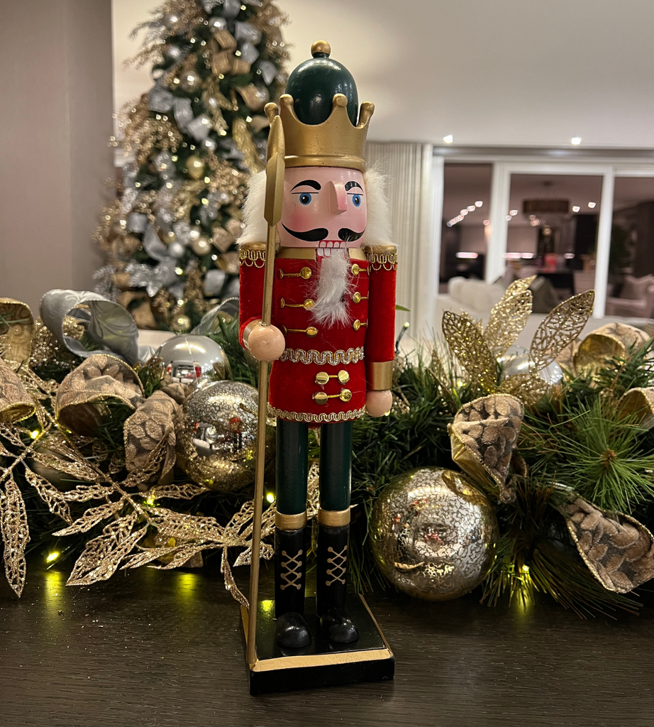 Red and Green Standing Wooden Christmas Nutcracker